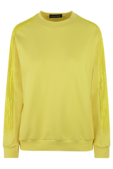 MANKAA PROJECT Pullover, detaillierte Stickerei, super-weich, grau/gelb, fair, nachhaltig, Baumwolle