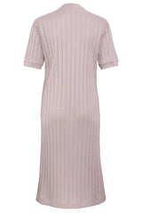 HELLO'BEN Twin Rib in Lavendel, mäßiger V-Ausschnitt, lockere Passform, eine Größe, Kleid, Baumwolle