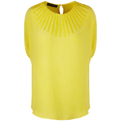MANAKAA PROJECT Bio-Seidenhemd, feinste MIYUKI-Glasperlen aus Japan, schwarz/gelb/off-white, fair, nachhaltig