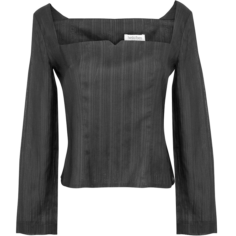 HELLO\'BEN Schwarze Bluse aus Bambusseide, Damen, Nachhaltig, Fair, Organic,  Handmade