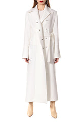 AGGI Mantel in Off-White/Weiß mit Bindegürtel in der Taille für Frauen | Fairer Handel, nachhaltig, umweltfreundlich , made in Europe