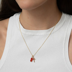 recycled 14k gold cross pendant with carnelian pendant on gold chain - Kreuz Anhänger aus recyceltem 14k Gold - sustainable jewelry from hamburg LLR StudiosLLR STUDIOS - SMALL 14K YELLOW GOLD CROSS PENDANT, made in Europe, jewelry, jewellery, handmade, fair, recycled, recycled gold