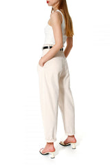 AGGI  High-waisted Kordhose, Helle Damenhose, Kord, Cream weiß, Women clothing, made in Europe, Eco-friendly, fair, fair trade - shop now - the wearness online-shop - Sustainable and Ethical Luxury Fashion 