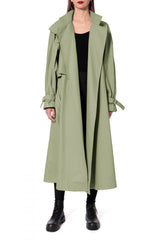 AGGI Asymmetrischer Trenchcoat, Grün, Nachhaltige Mode, Damenmantel, Fair fashion, Fair trade clothing, Made in Europe, Eco-friendly, Handcrafted - Shop now - the wearness online-shop - Sustainable & Ethical luxury fashion